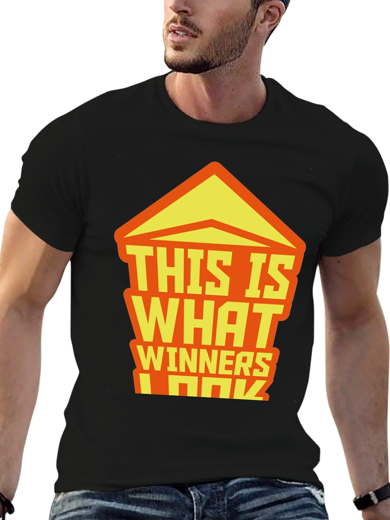 Winners Graphic Tee - Black Crew Neck T-Shirt