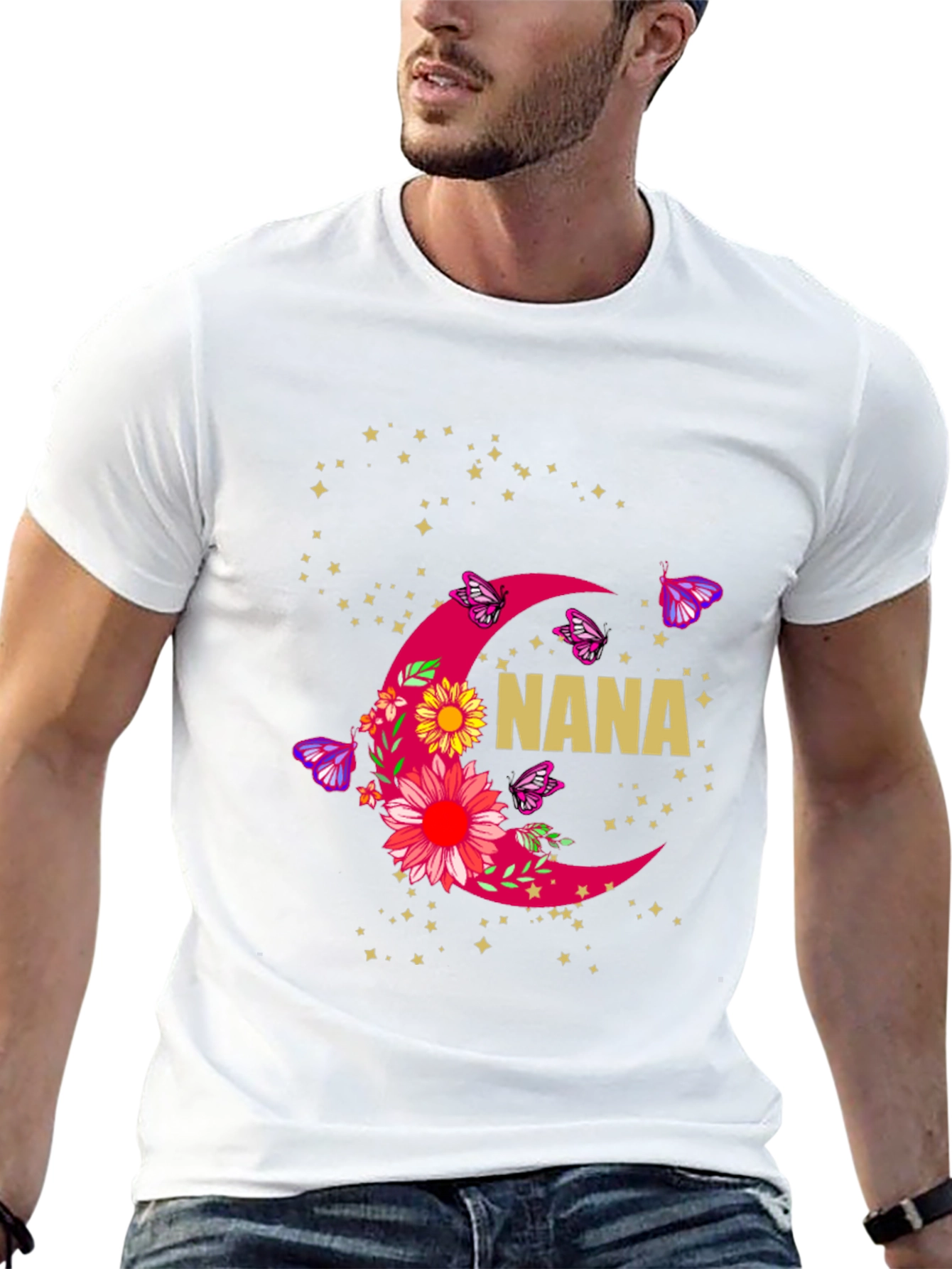 Nana Floral Crescent Moon Graphic T-Shirt