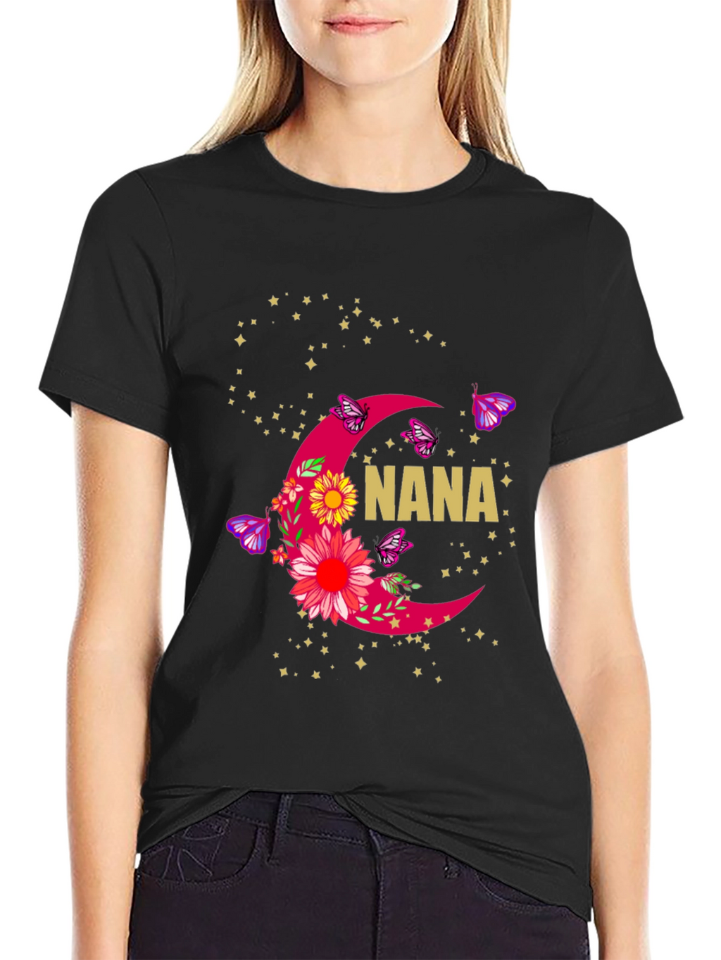 Nana Floral Crescent Moon Graphic T-Shirt