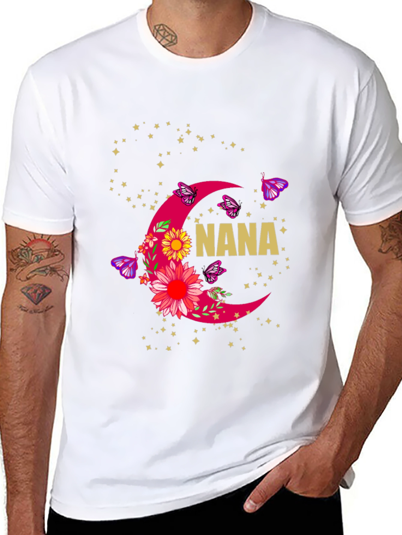 Nana Floral Crescent Moon Graphic T-Shirt
