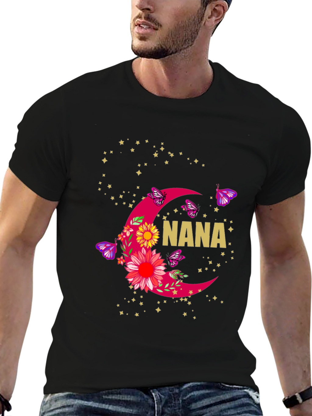 Nana Floral Crescent Moon Graphic T-Shirt