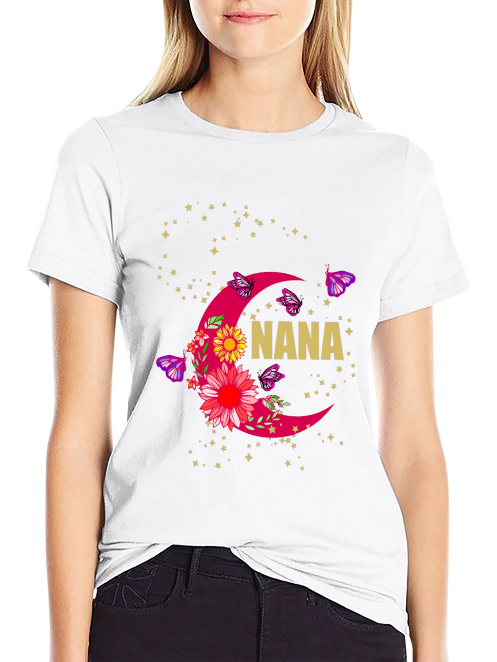 Nana Floral Crescent Moon Graphic T-Shirt