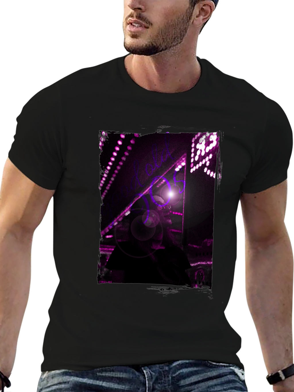 Abstract Purple Light Black T-Shirt