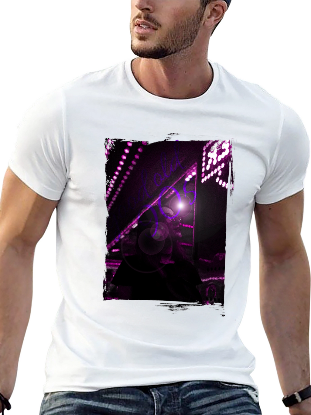 Abstract Purple Light Black T-Shirt