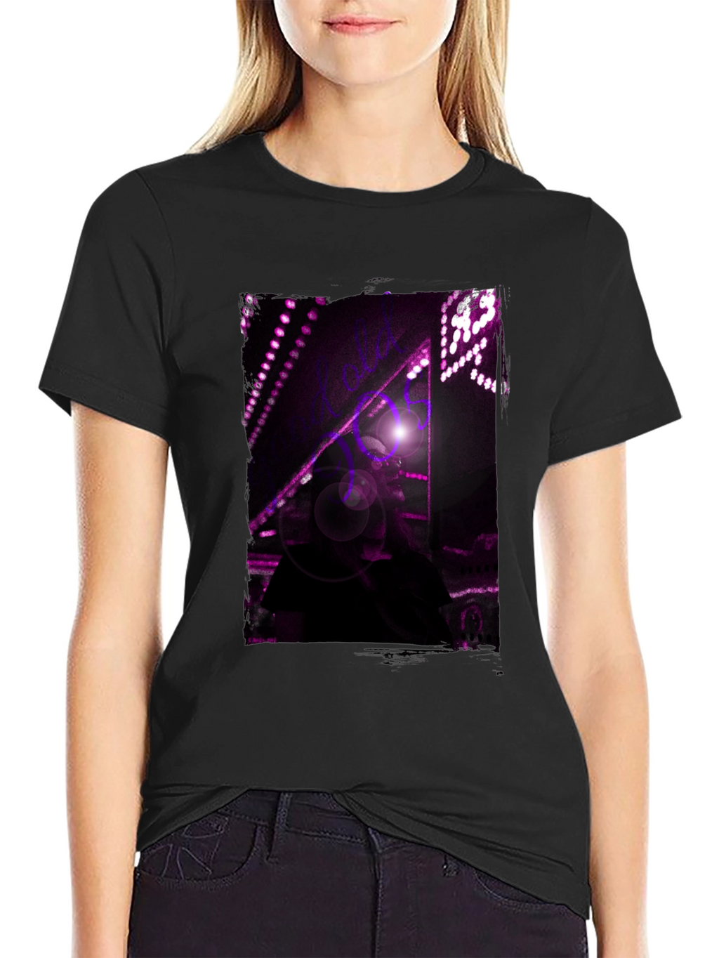 Abstract Purple Light Black T-Shirt