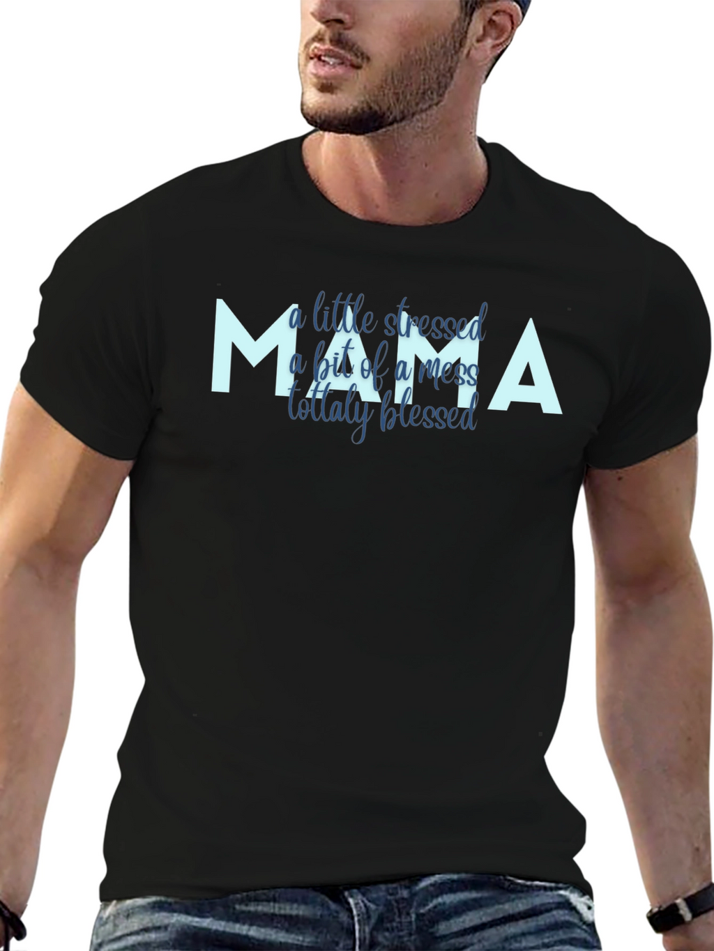 Mama Stressed Mess Blessed Graphic Tee Shirt