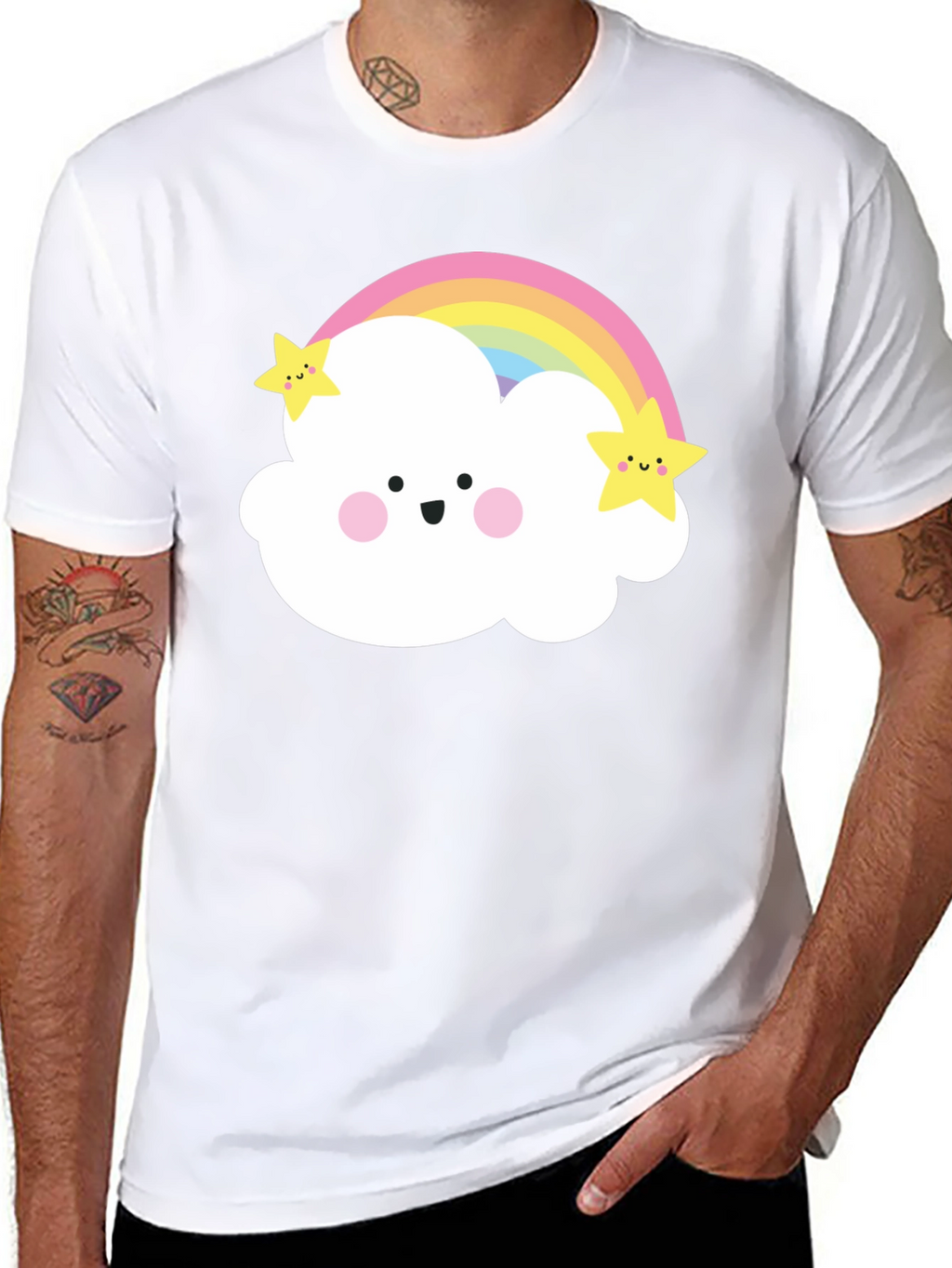 Cute Rainbow Cloud Star Graphic Tee - Unisex