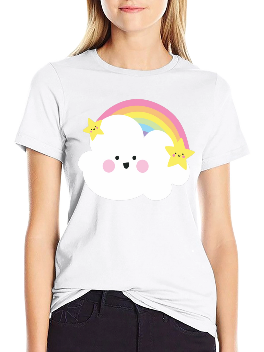 Cute Rainbow Cloud Star Graphic Tee - Unisex