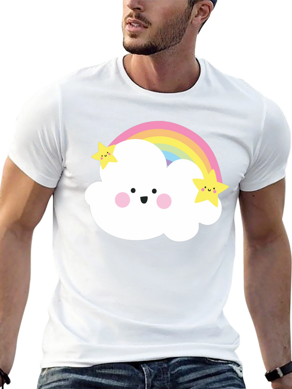 Cute Rainbow Cloud Star Graphic Tee - Unisex