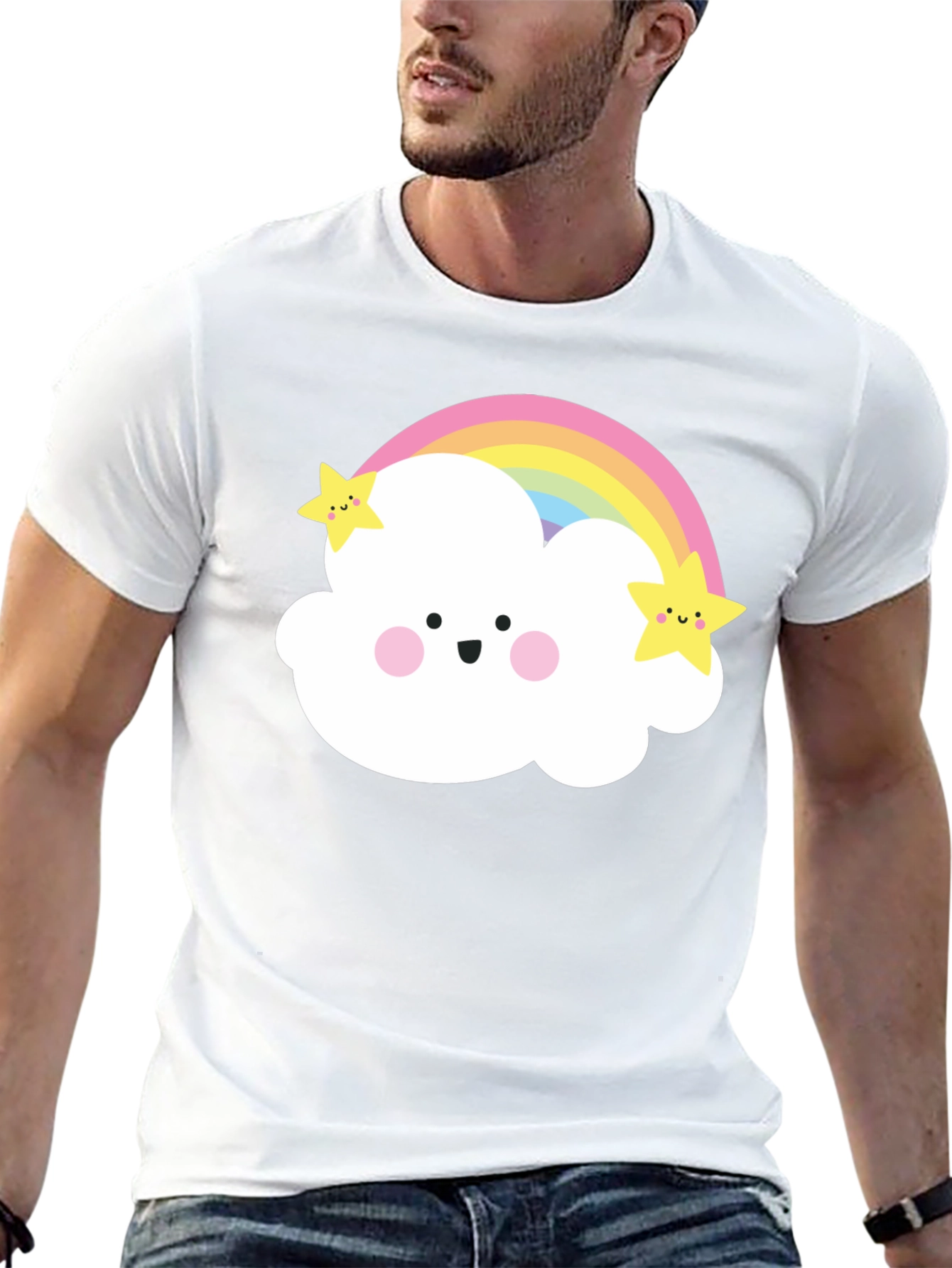 Cute Rainbow Cloud Star Graphic Tee - Unisex