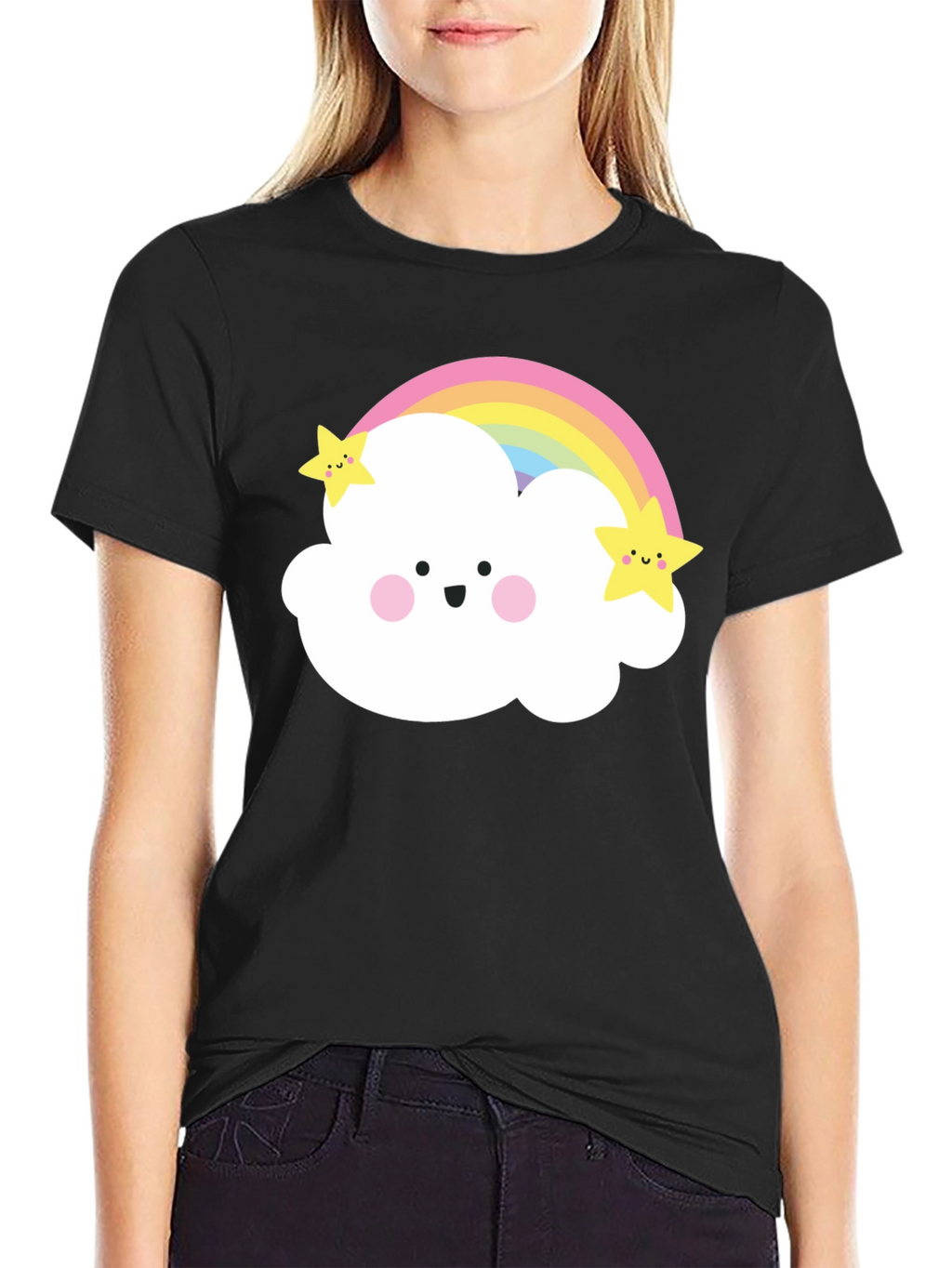 Cute Rainbow Cloud Star Graphic Tee - Unisex