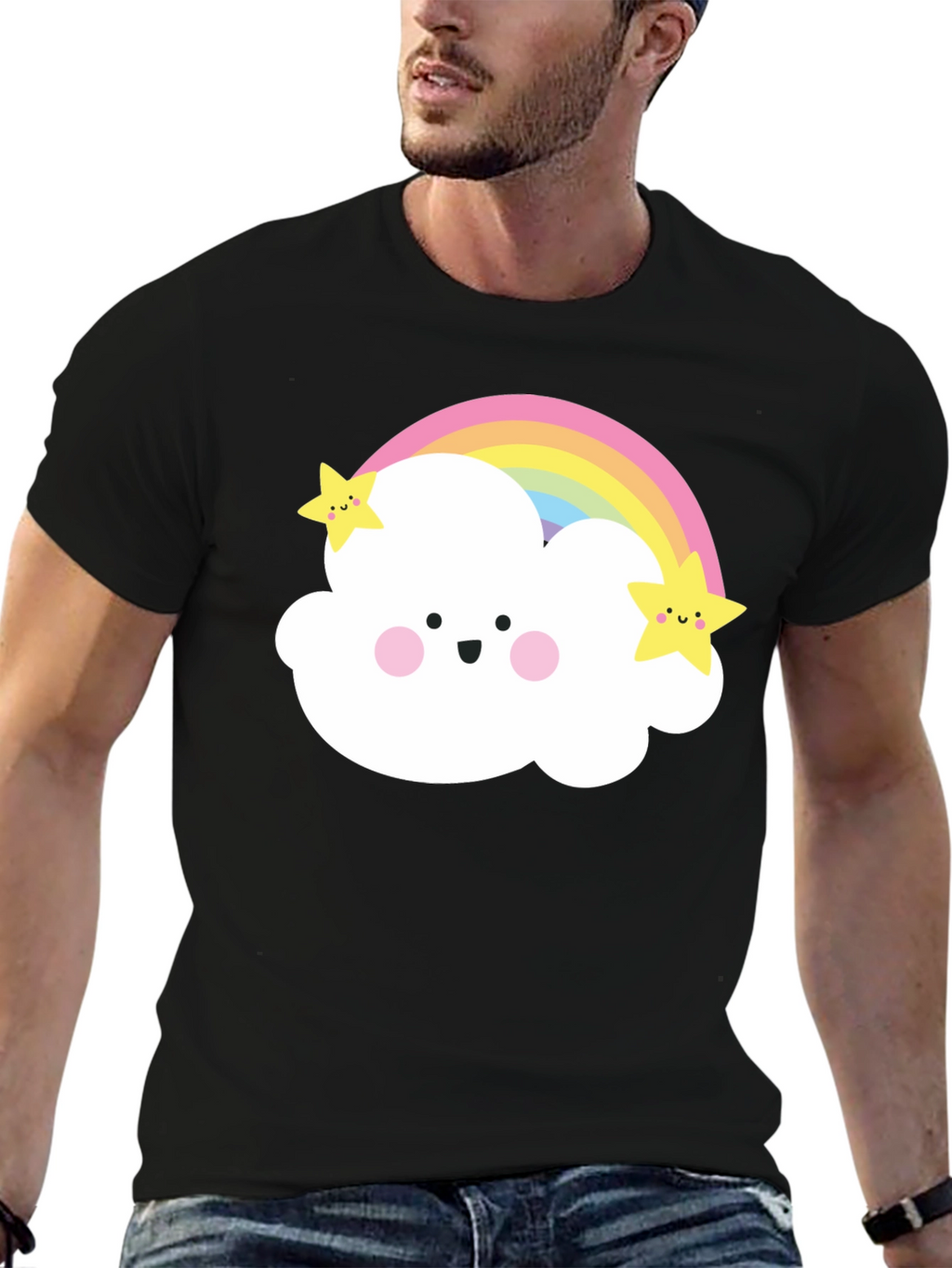 Cute Rainbow Cloud Star Graphic Tee - Unisex