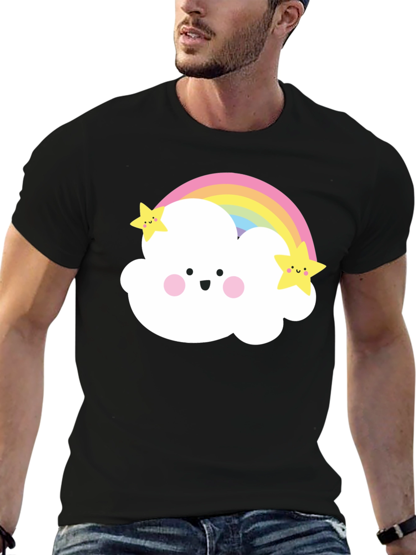 Cute Rainbow Cloud Star Graphic Tee - Unisex
