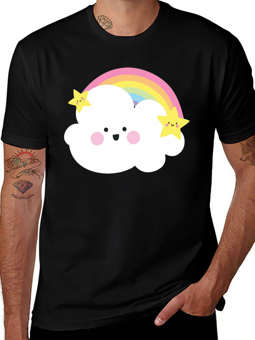 Cute Rainbow Cloud Star Graphic Tee - Unisex