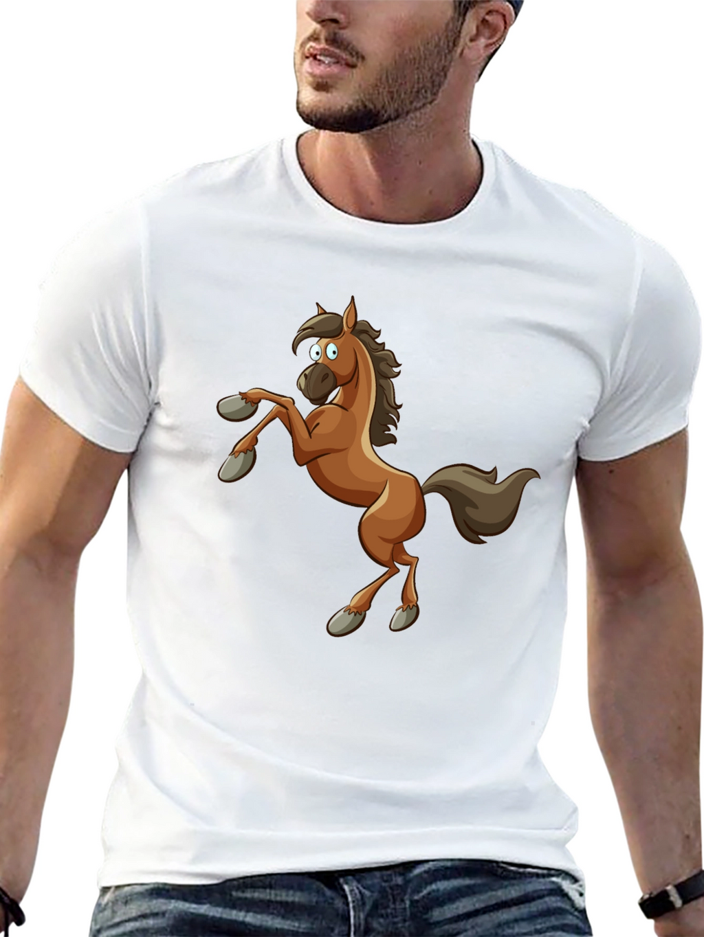 Funny Cartoon Horse Graphic T-Shirt