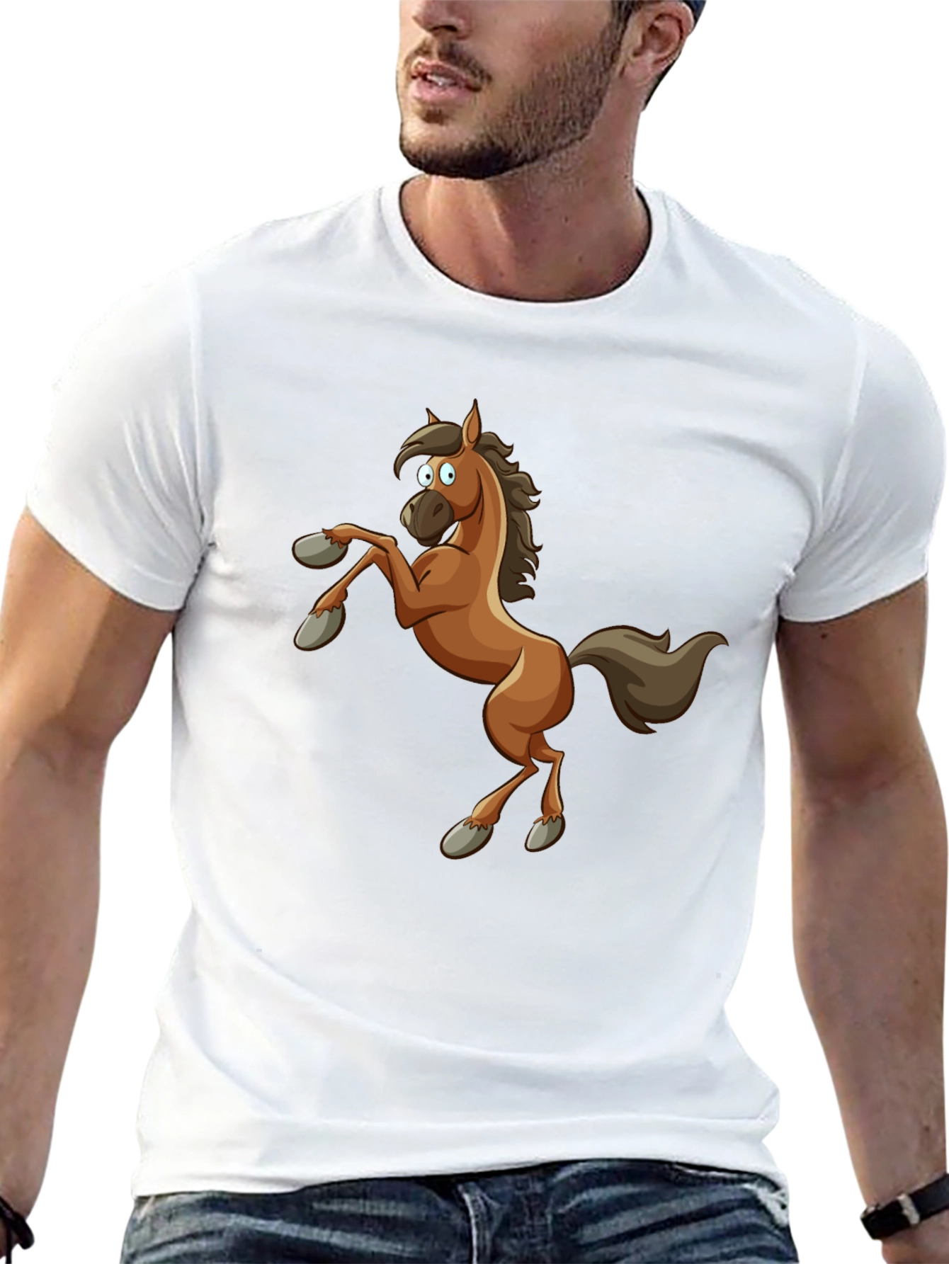 Funny Cartoon Horse Graphic T-Shirt