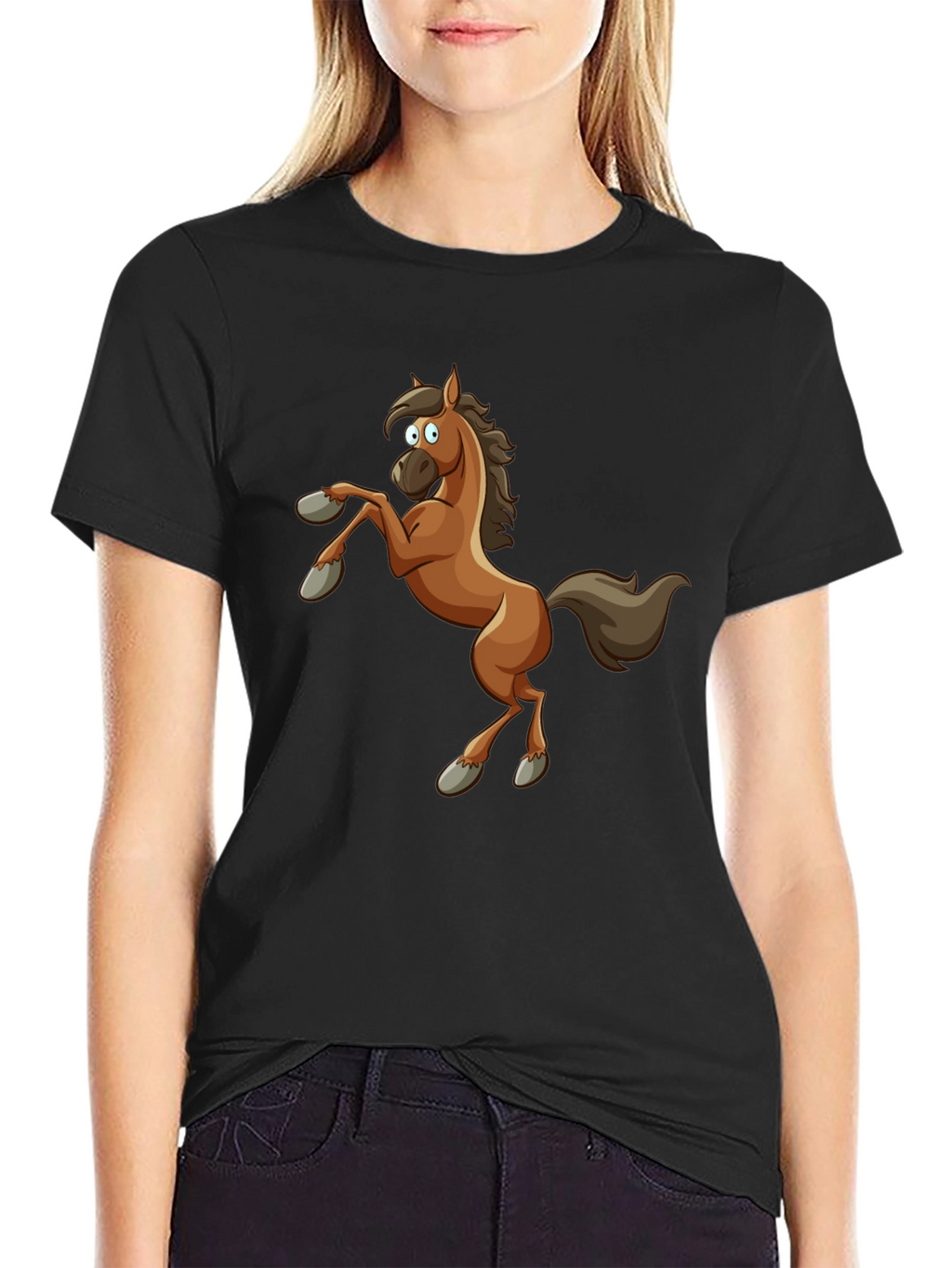 Funny Cartoon Horse Graphic T-Shirt
