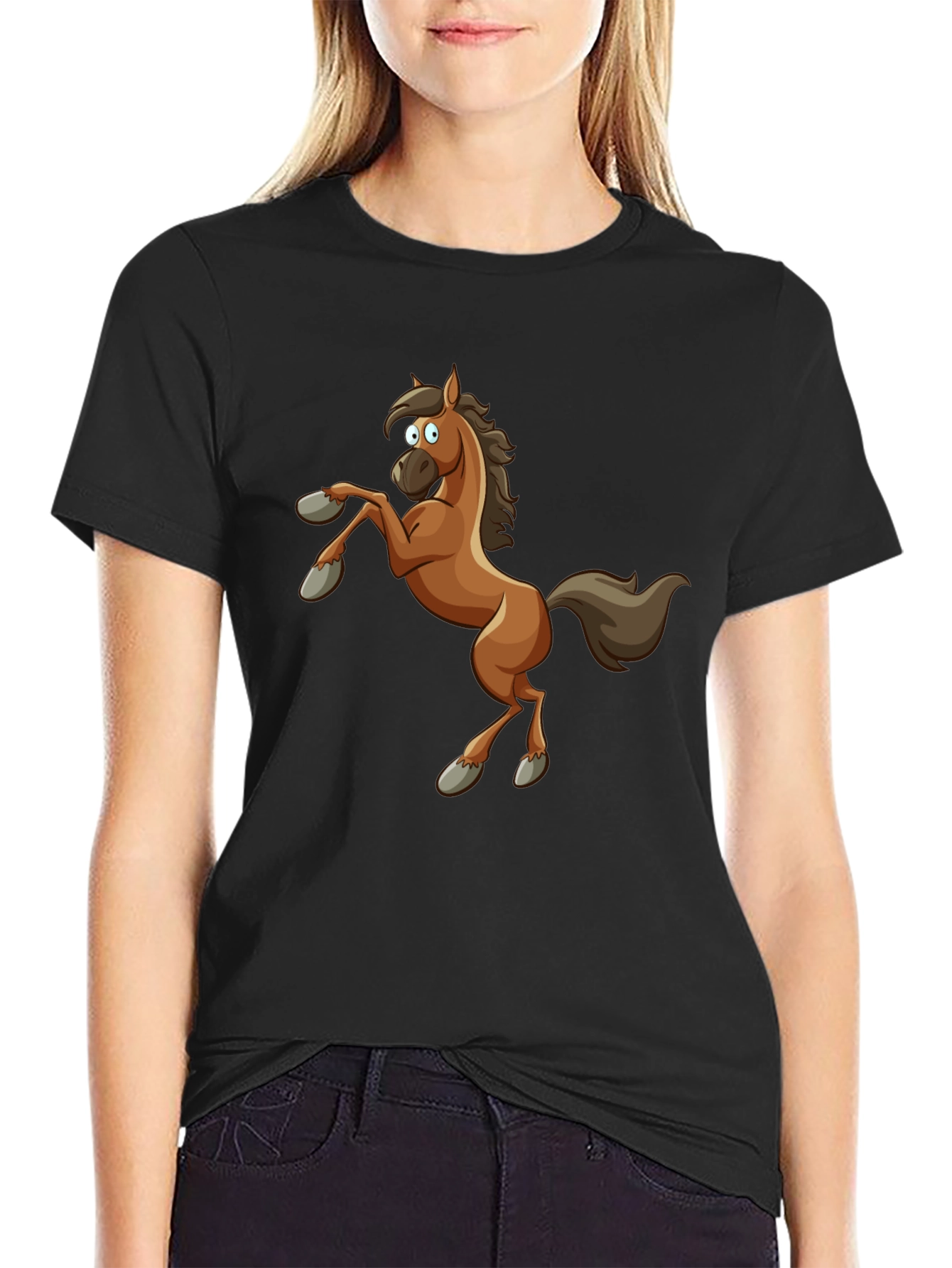 Funny Cartoon Horse Graphic T-Shirt