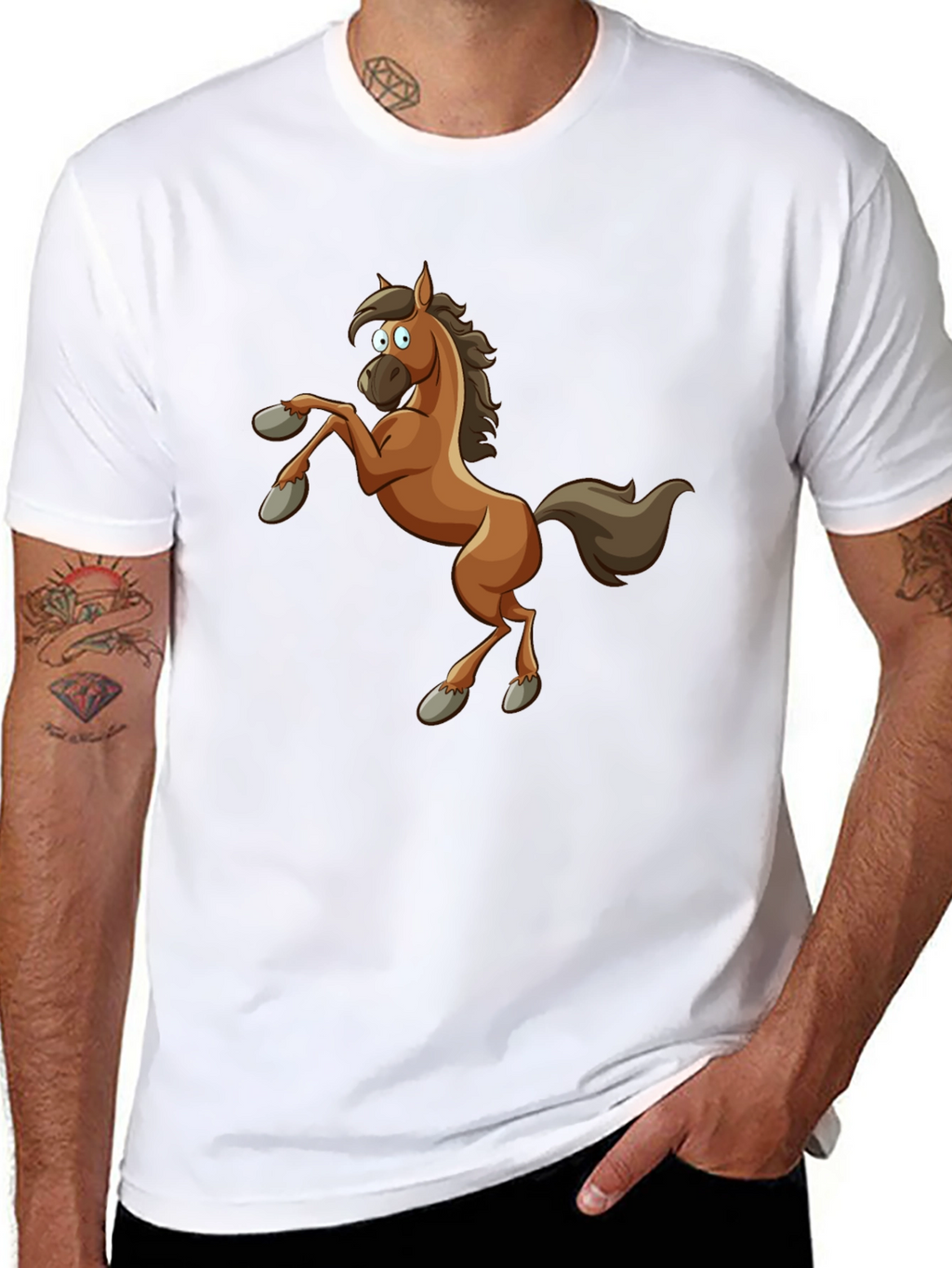 Funny Cartoon Horse Graphic T-Shirt