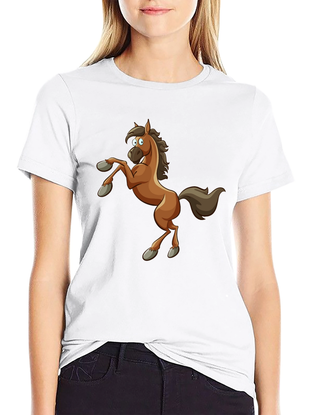 Funny Cartoon Horse Graphic T-Shirt