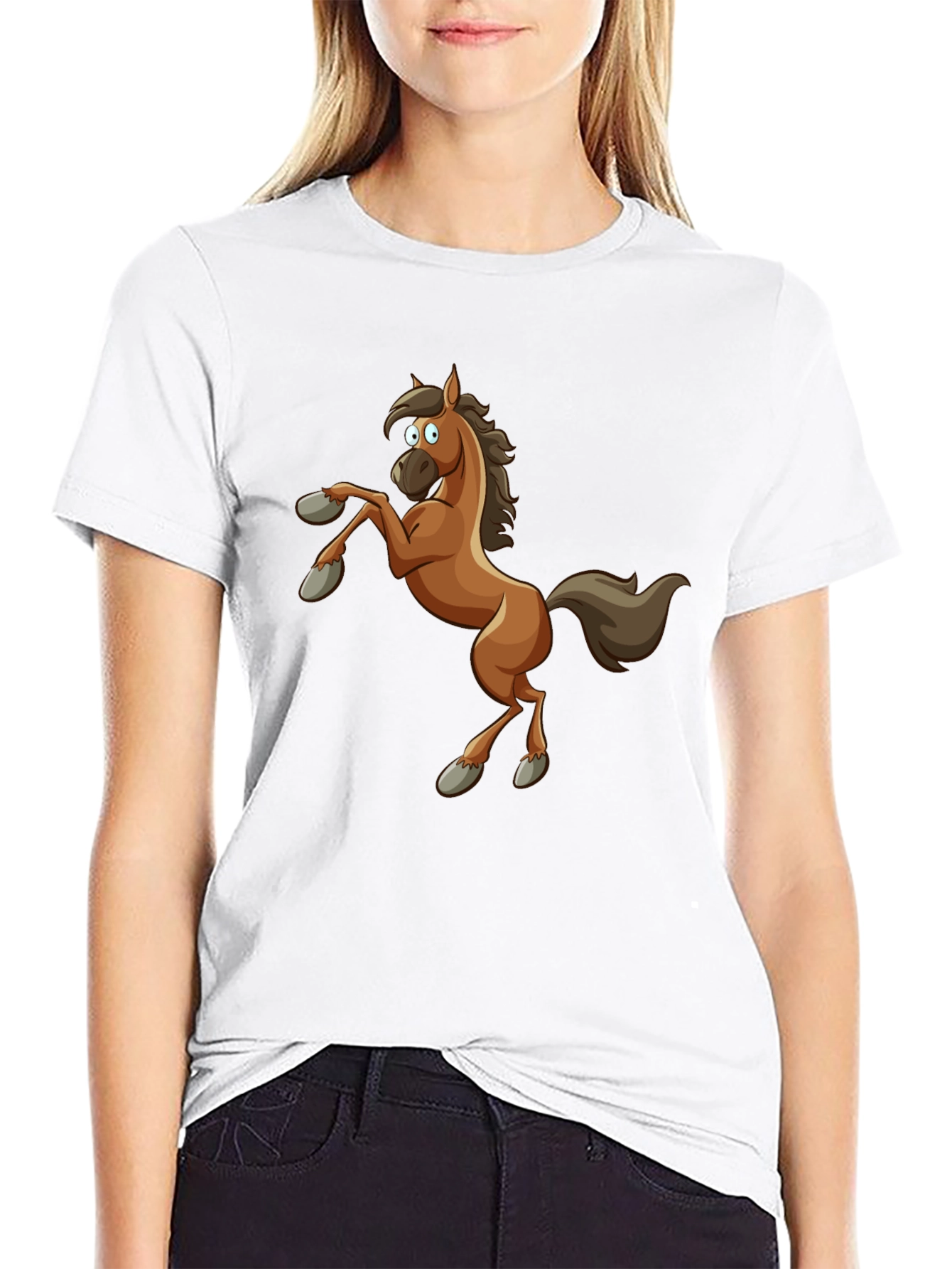 Funny Cartoon Horse Graphic T-Shirt