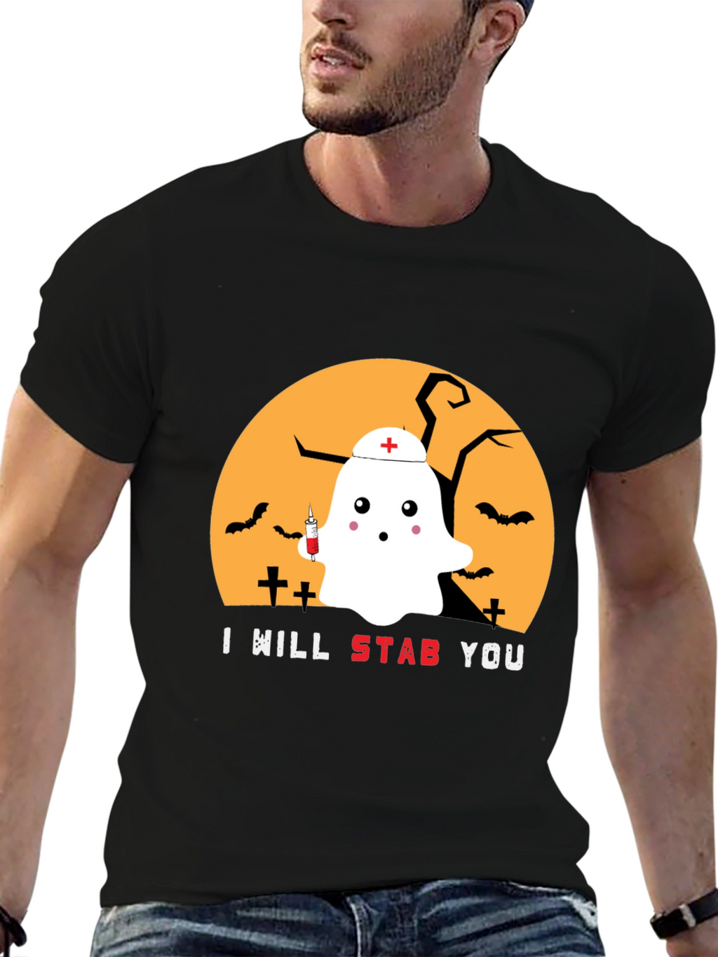 Halloween Nurse Ghost Graphic Tee