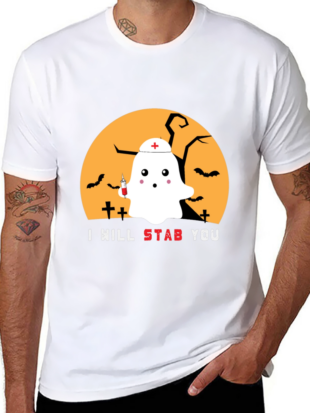 Halloween Nurse Ghost Graphic Tee