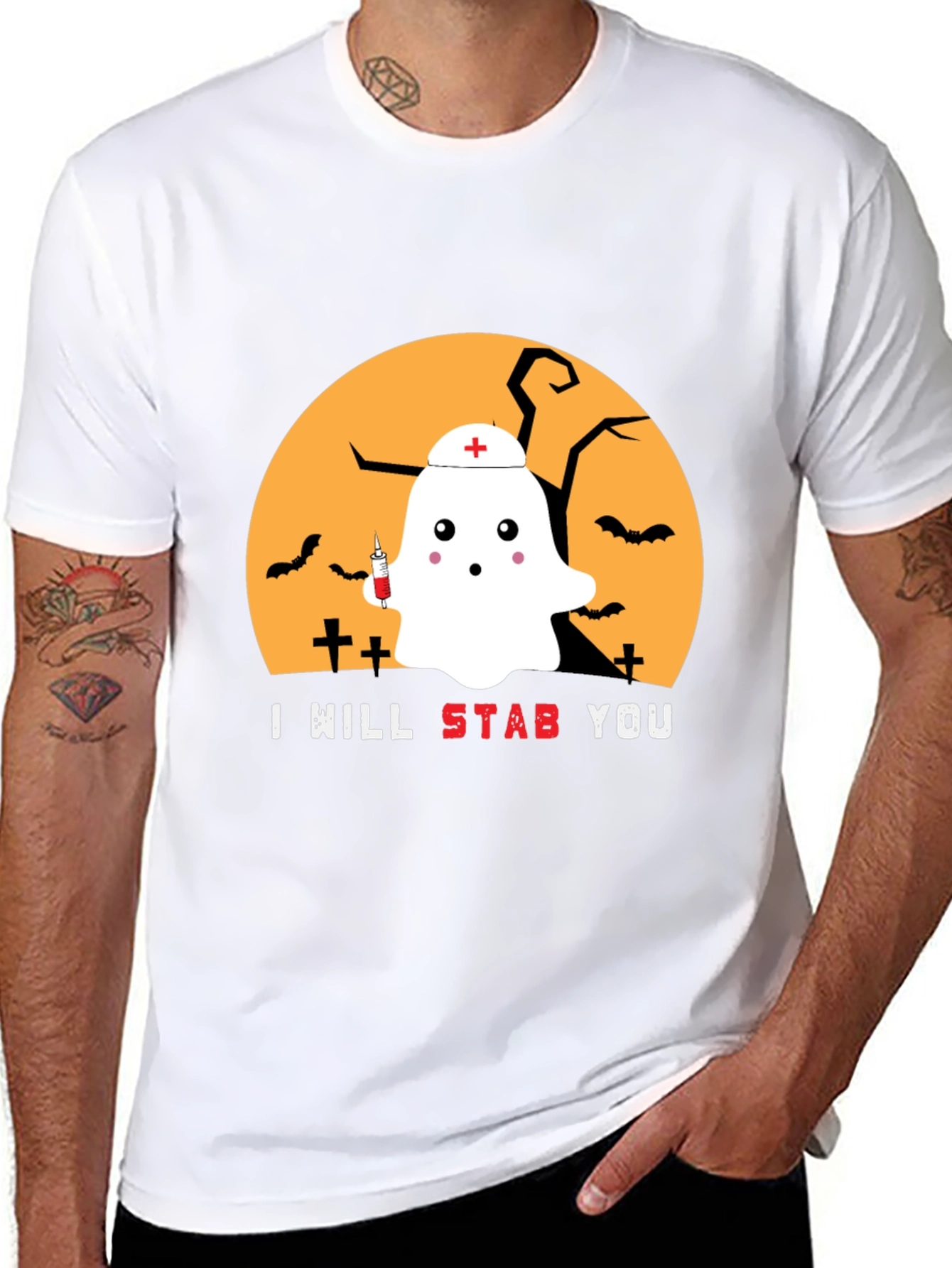 Halloween Nurse Ghost Graphic Tee