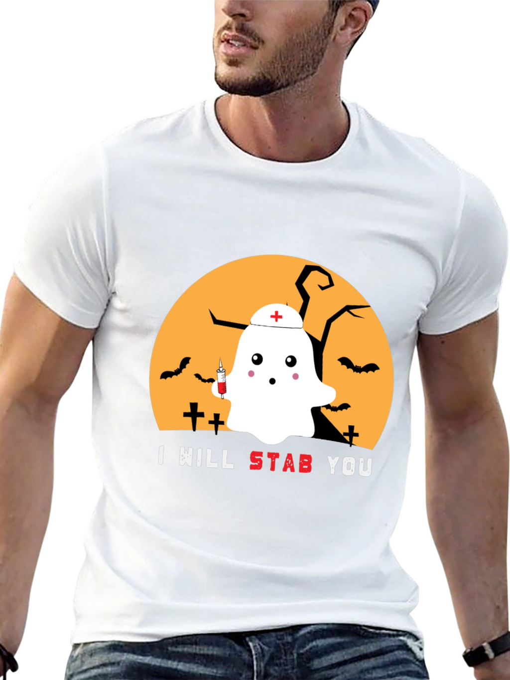 Halloween Nurse Ghost Graphic Tee