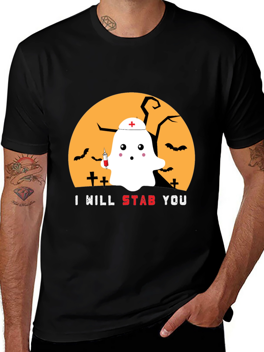Halloween Nurse Ghost Graphic Tee