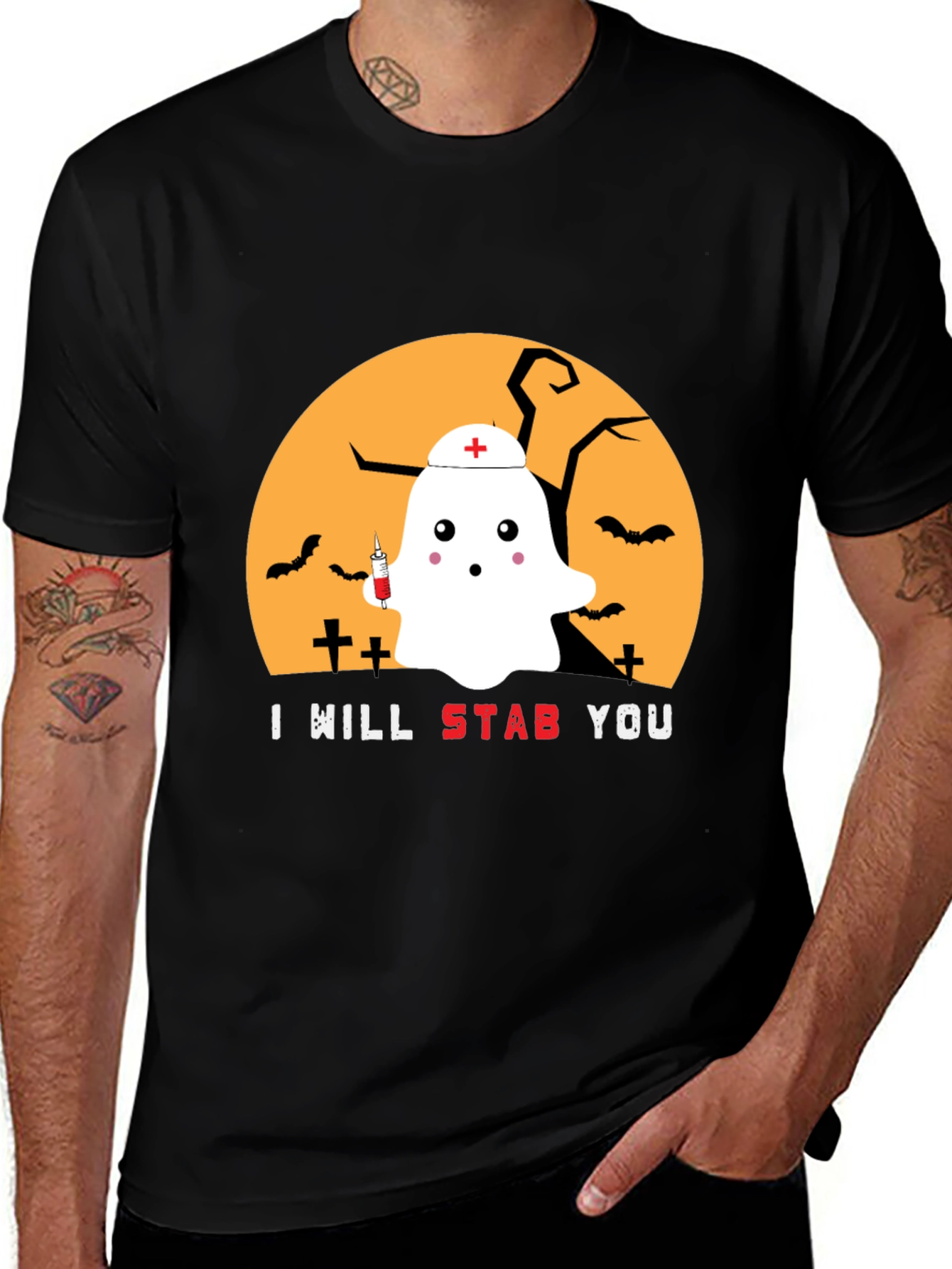 Halloween Nurse Ghost Graphic Tee