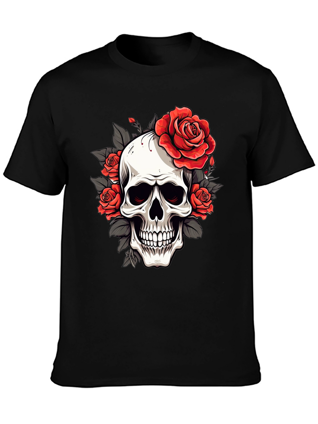 Skull & Roses Graphic Tee - Black