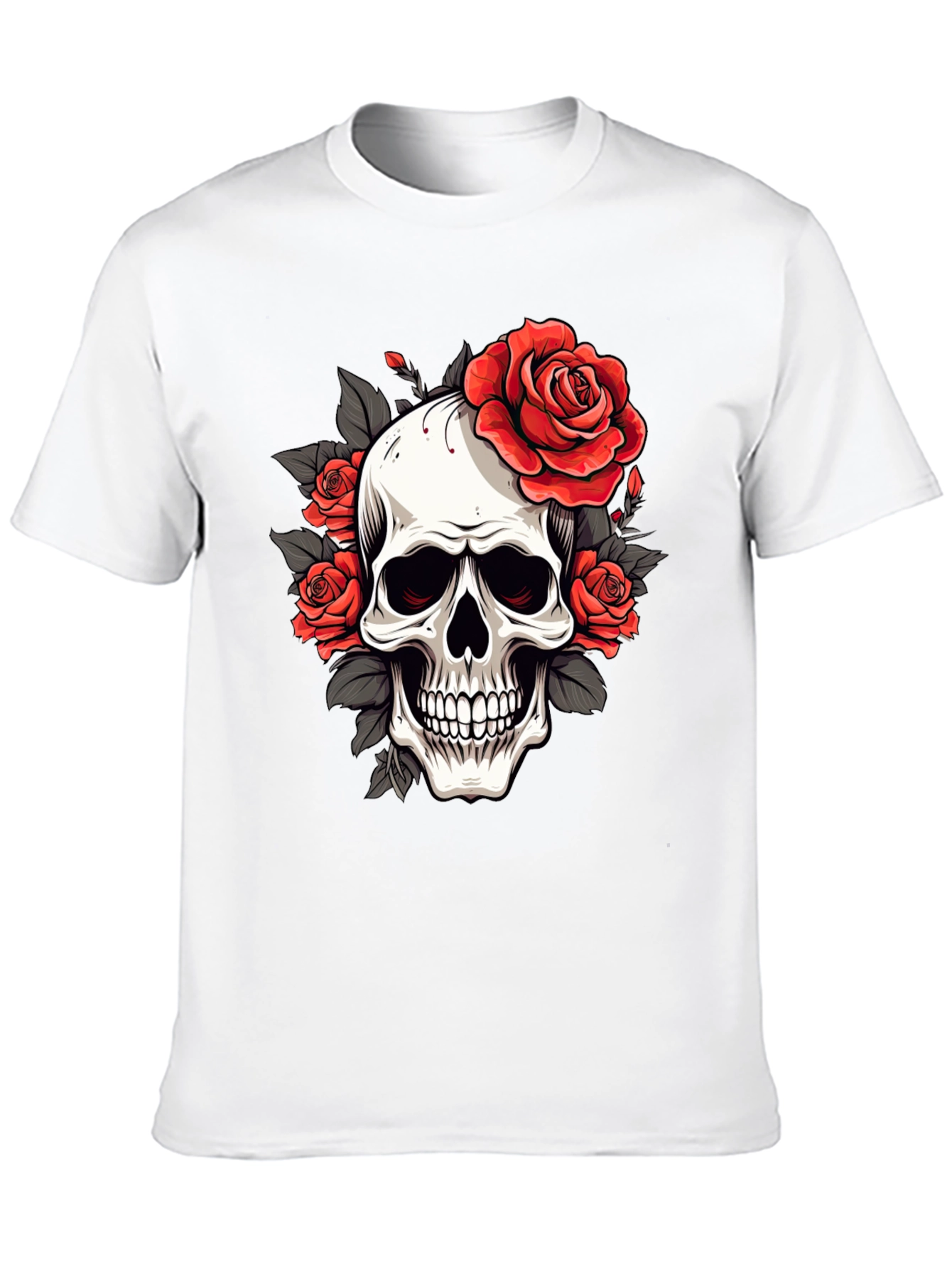 Skull & Roses Graphic Tee - Black