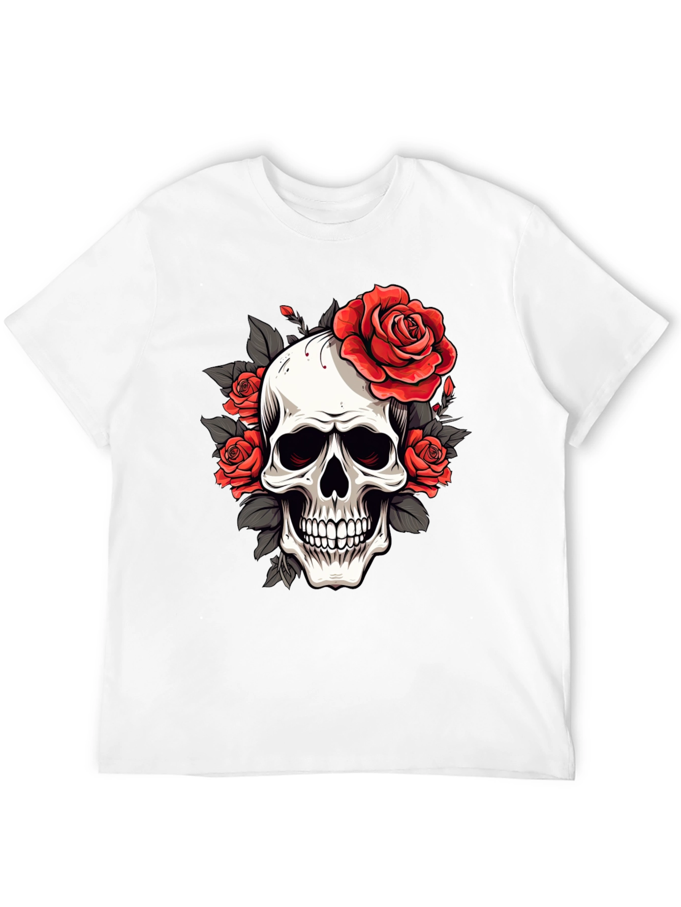 Skull & Roses Graphic Tee - Black