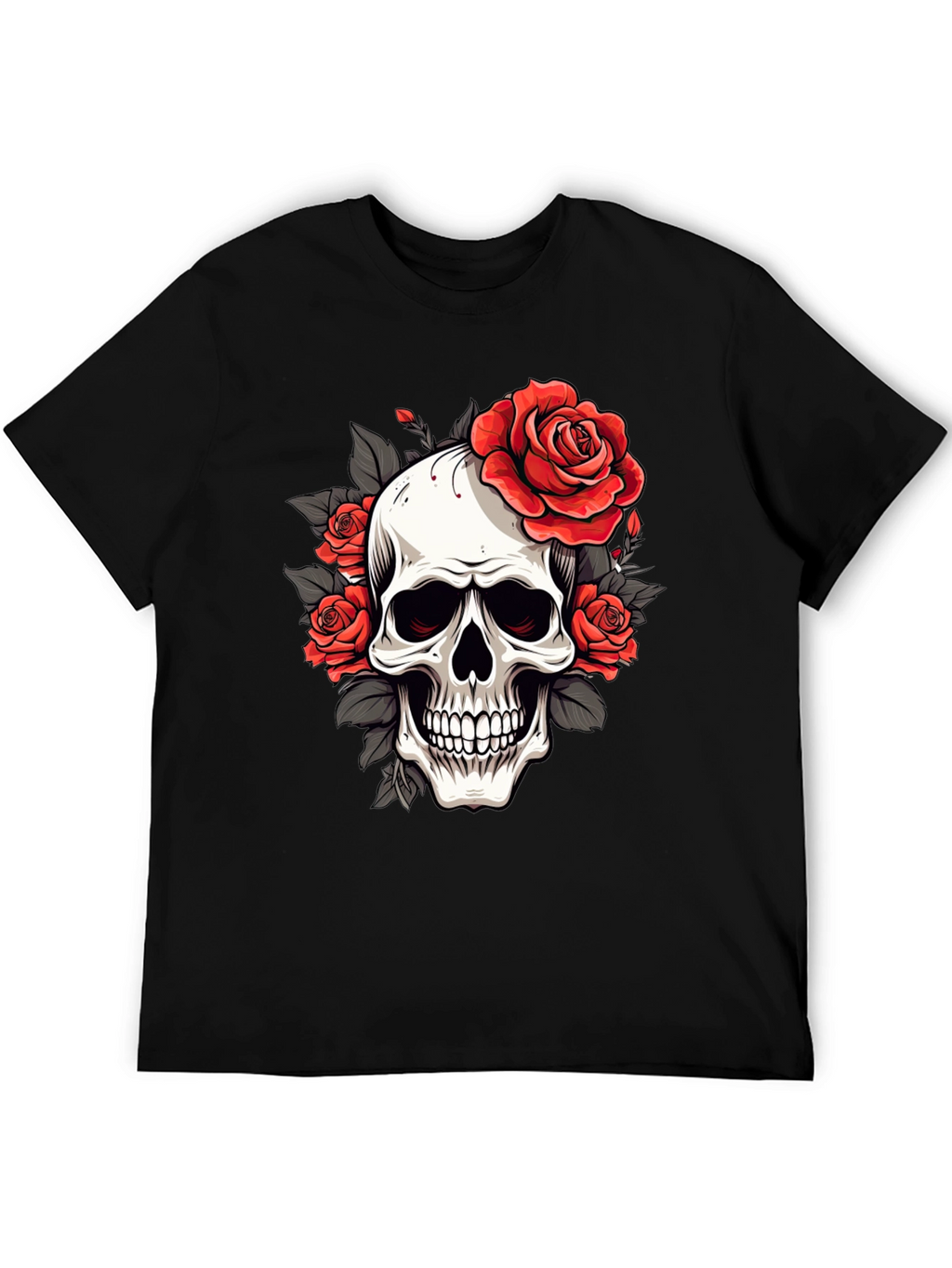 Skull & Roses Graphic Tee - Black
