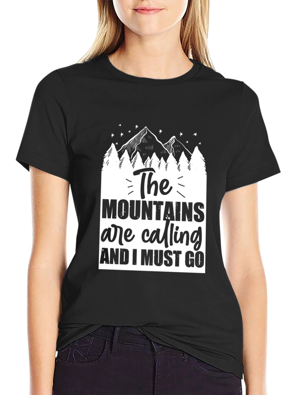 Mountains are Calling Black Graphic Tee