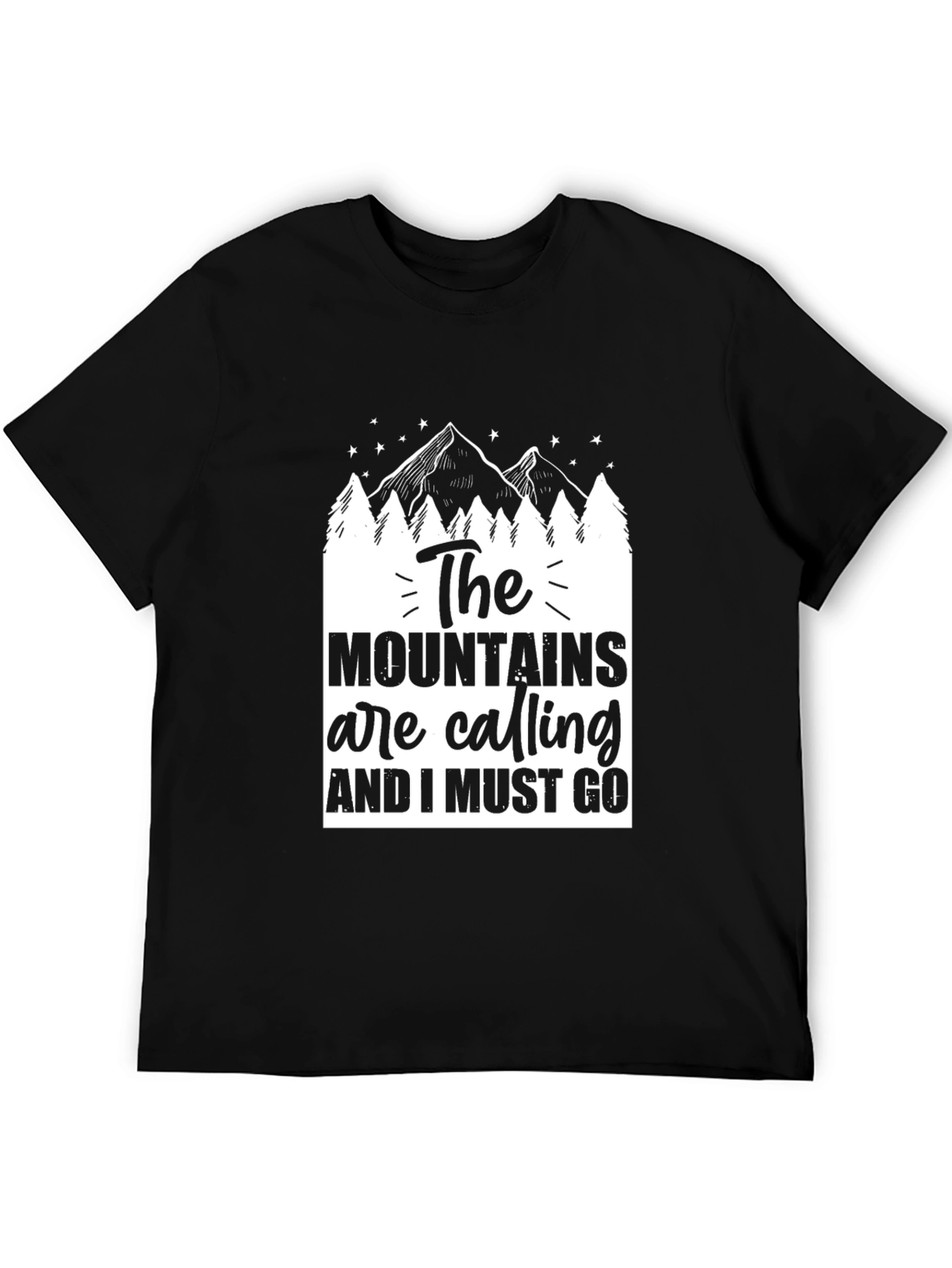 Mountains are Calling Black Graphic Tee