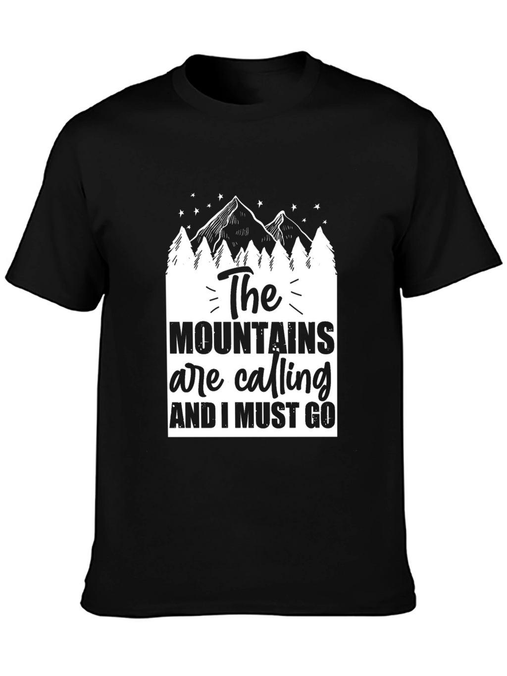 Mountains are Calling Black Graphic Tee