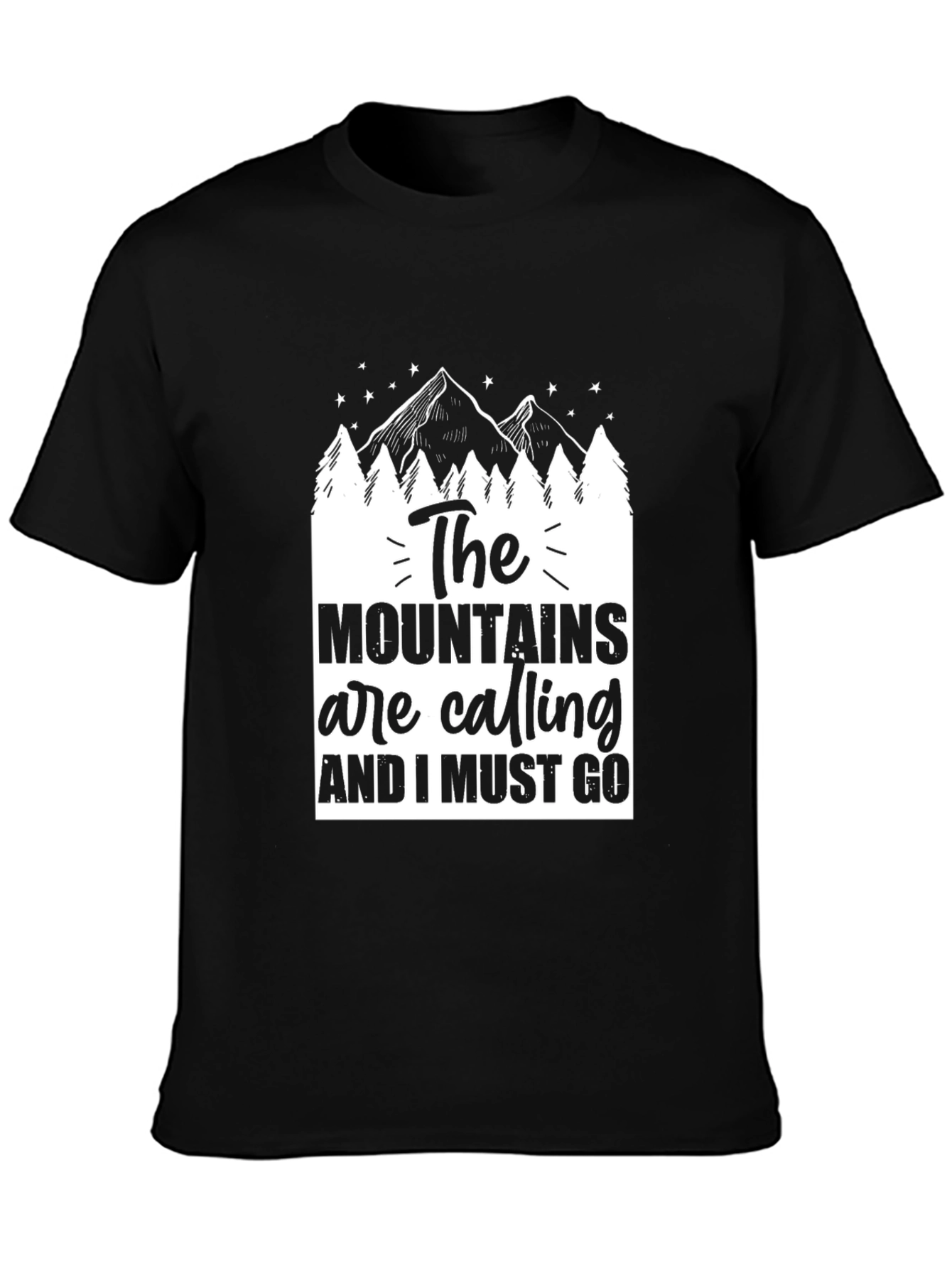 Mountains are Calling Black Graphic Tee
