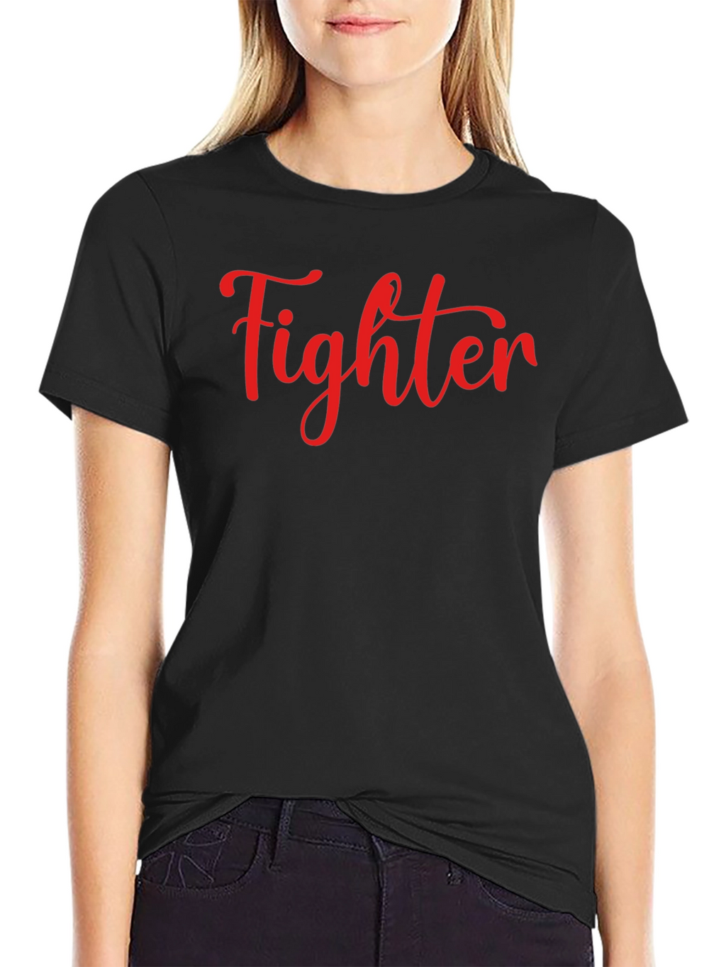 Fighter Graphic Tee - Black Crew Neck T-Shirt