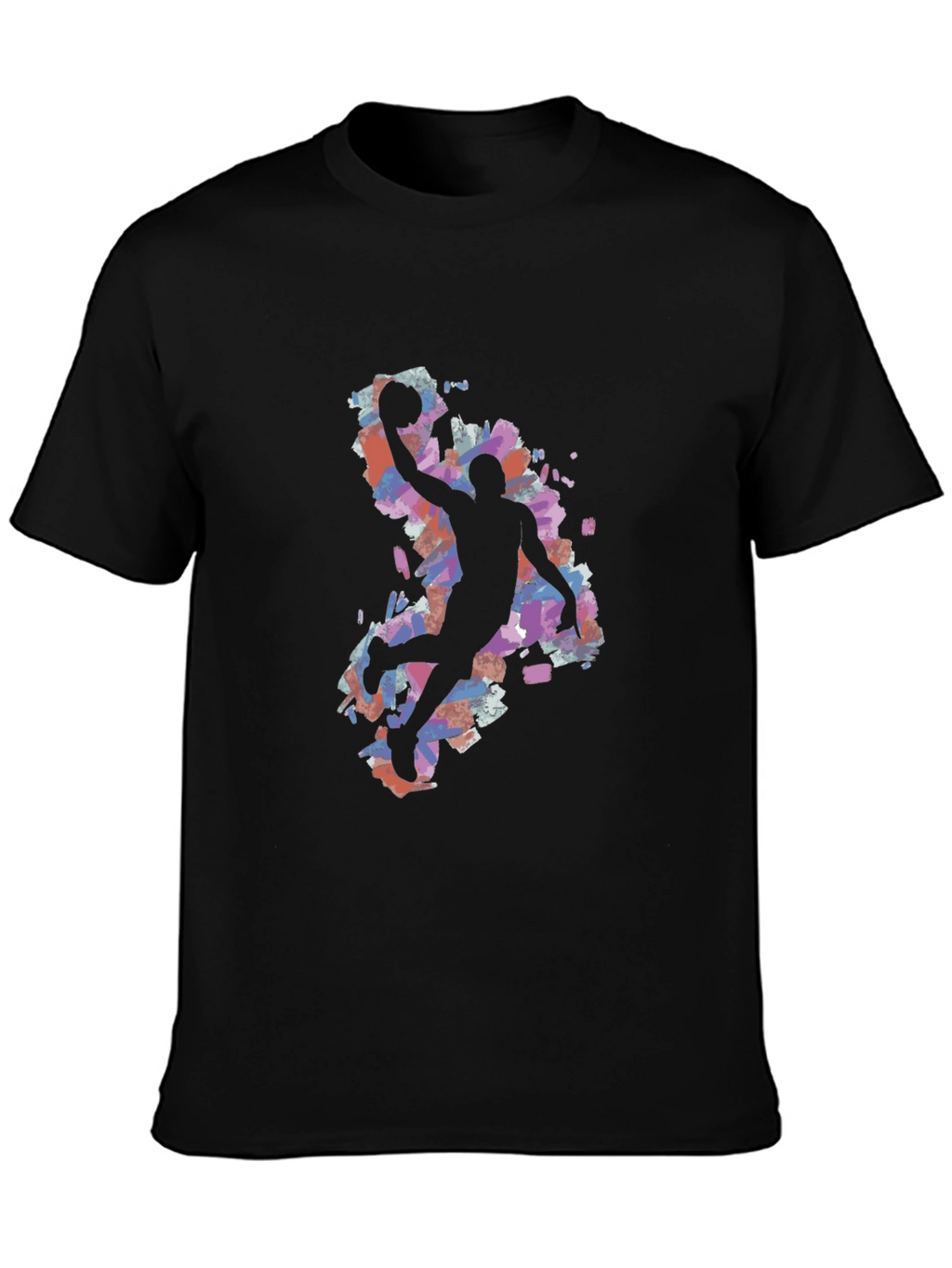 Basketball Silhouette Graphic Tee - Black Cotton Blend