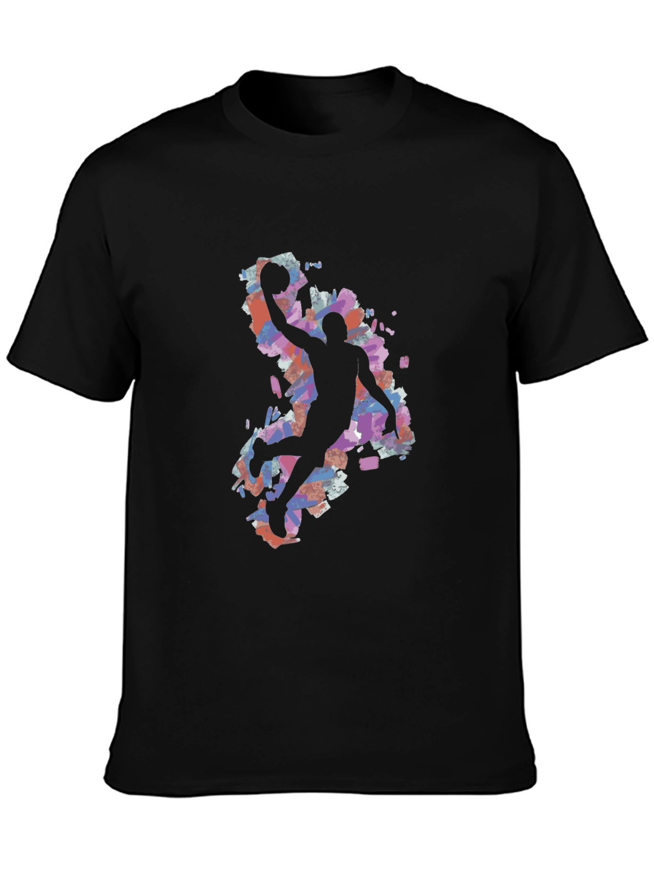 Basketball Silhouette Graphic Tee - Black Cotton Blend