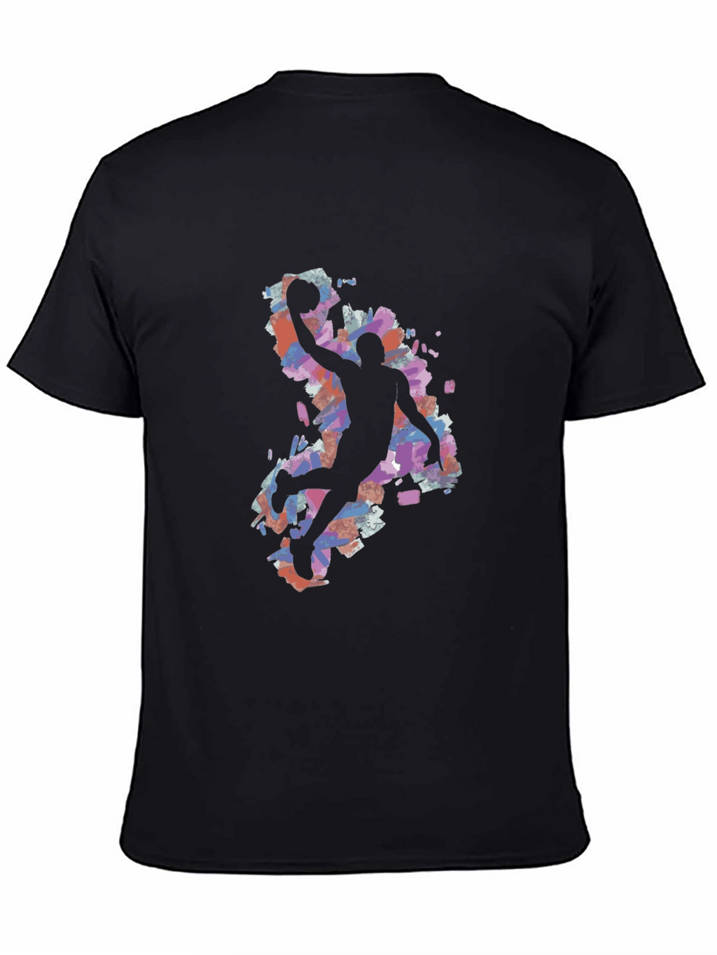 Basketball Silhouette Graphic Tee - Black Cotton Blend