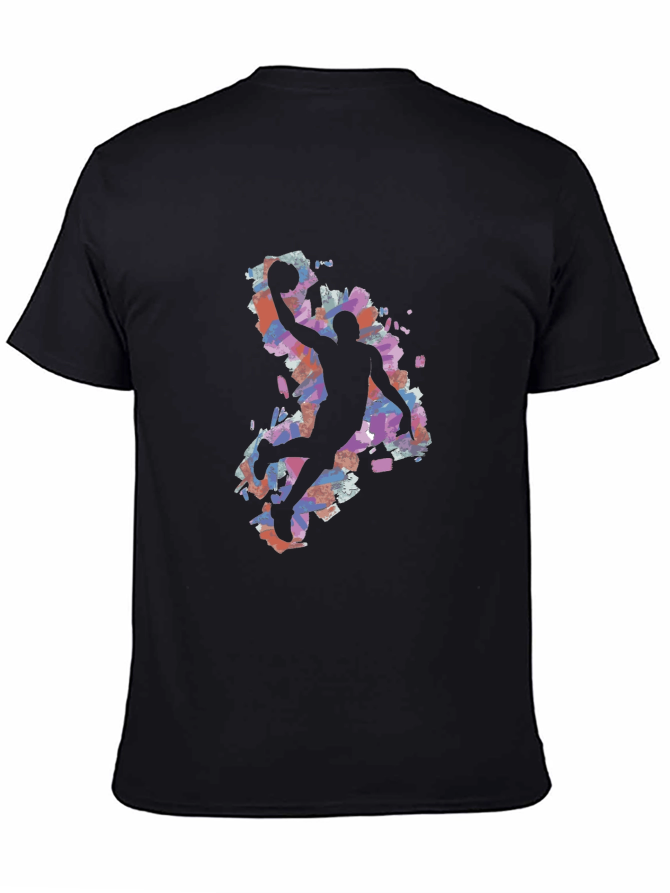Basketball Silhouette Graphic Tee - Black Cotton Blend