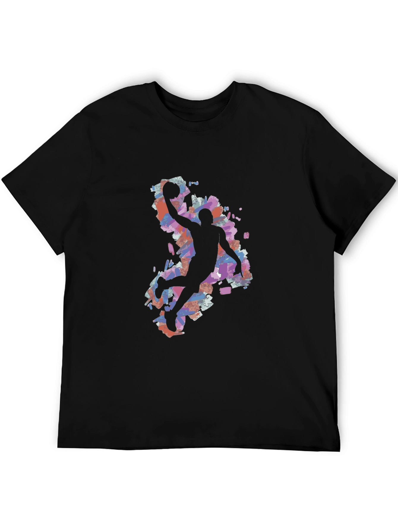 Basketball Silhouette Graphic Tee - Black Cotton Blend