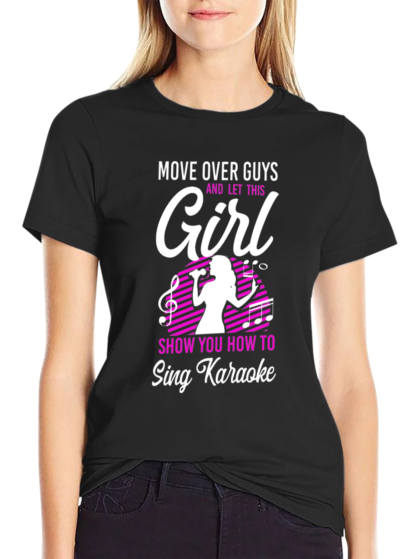 Karaoke Girl Graphic T-Shirt - Sing Your Heart Out!