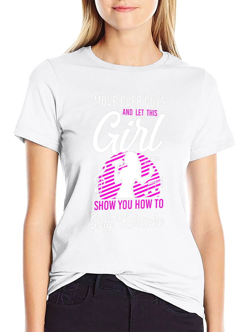 Karaoke Girl Graphic T-Shirt - Sing Your Heart Out!