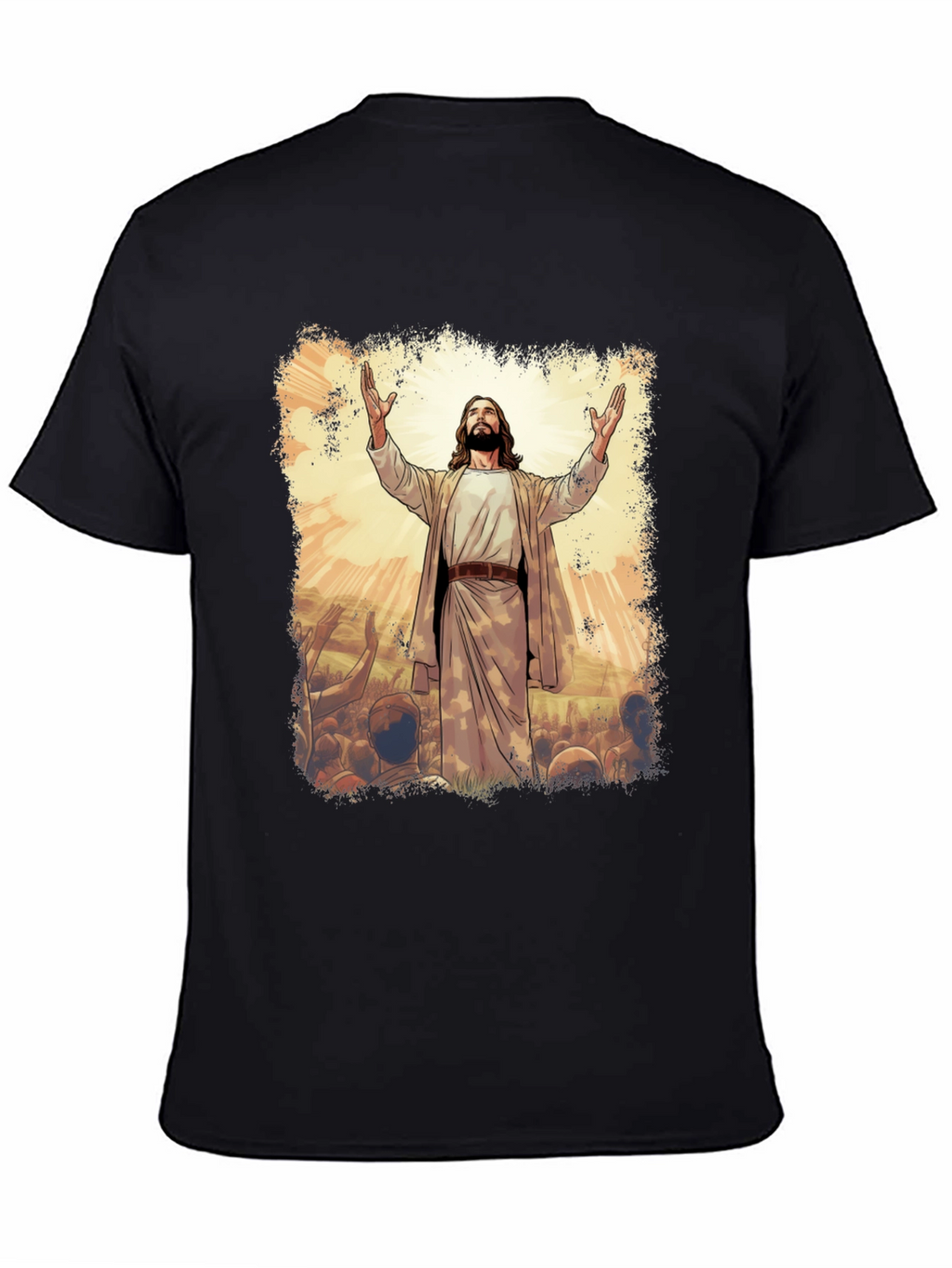 Jesus Graphic Print T-Shirt - Black Cotton Blend
