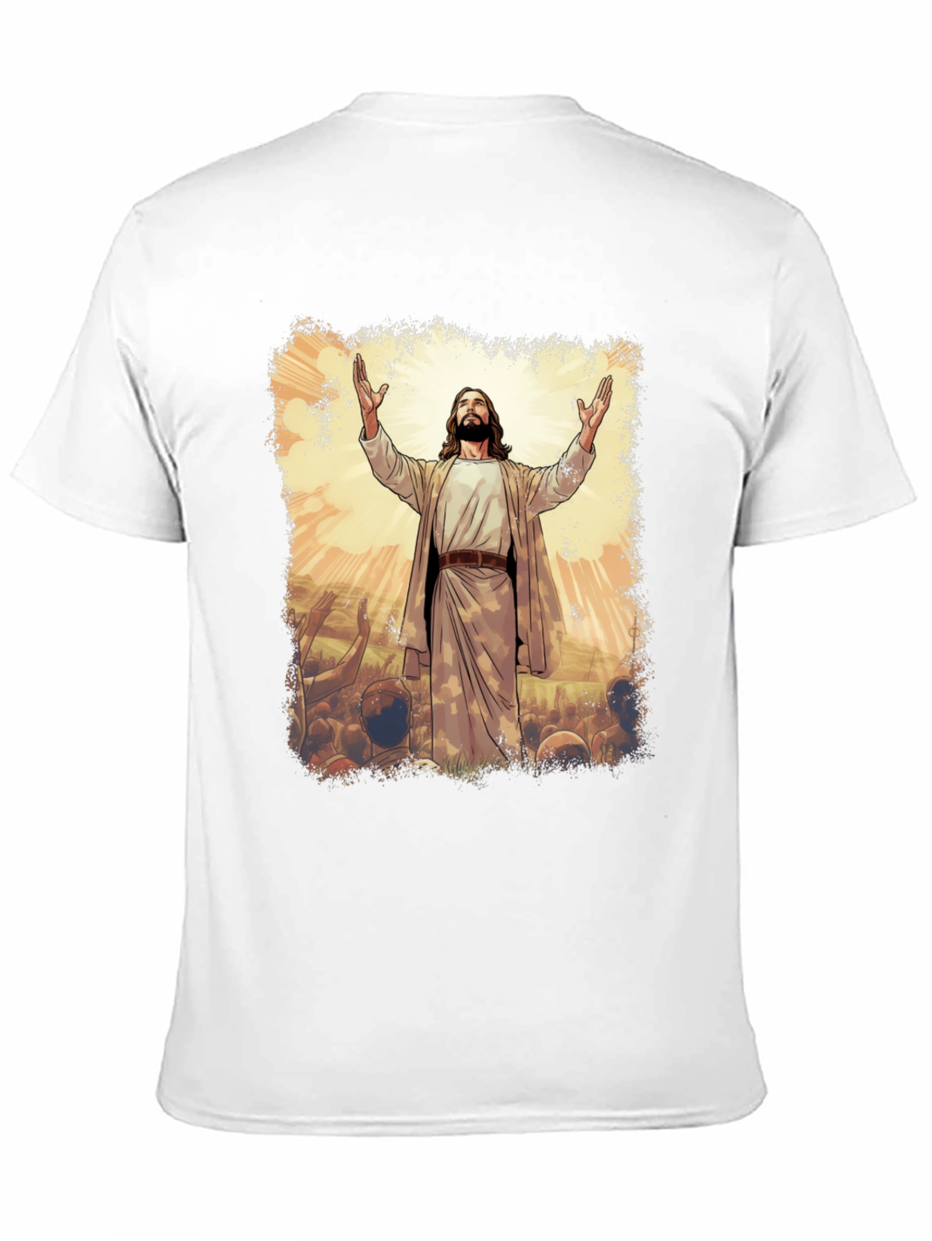Jesus Graphic Print T-Shirt - Black Cotton Blend