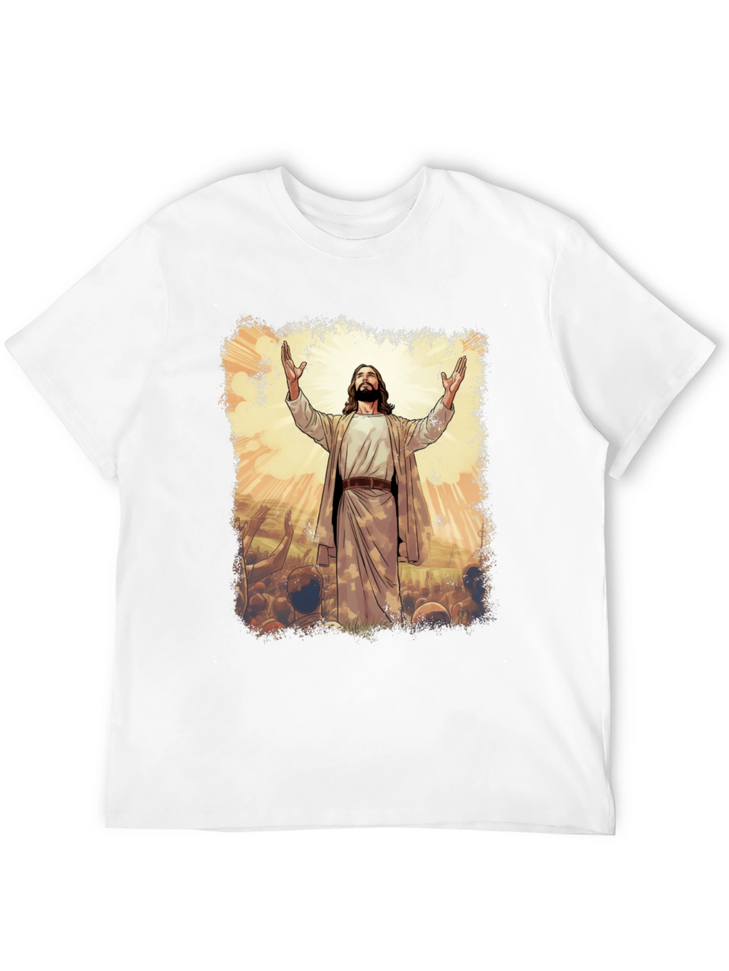 Jesus Graphic Print T-Shirt - Black Cotton Blend
